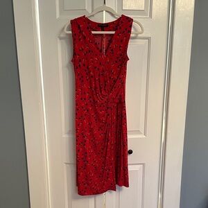 Banana Republic Red Midi Dress with Floral Design
